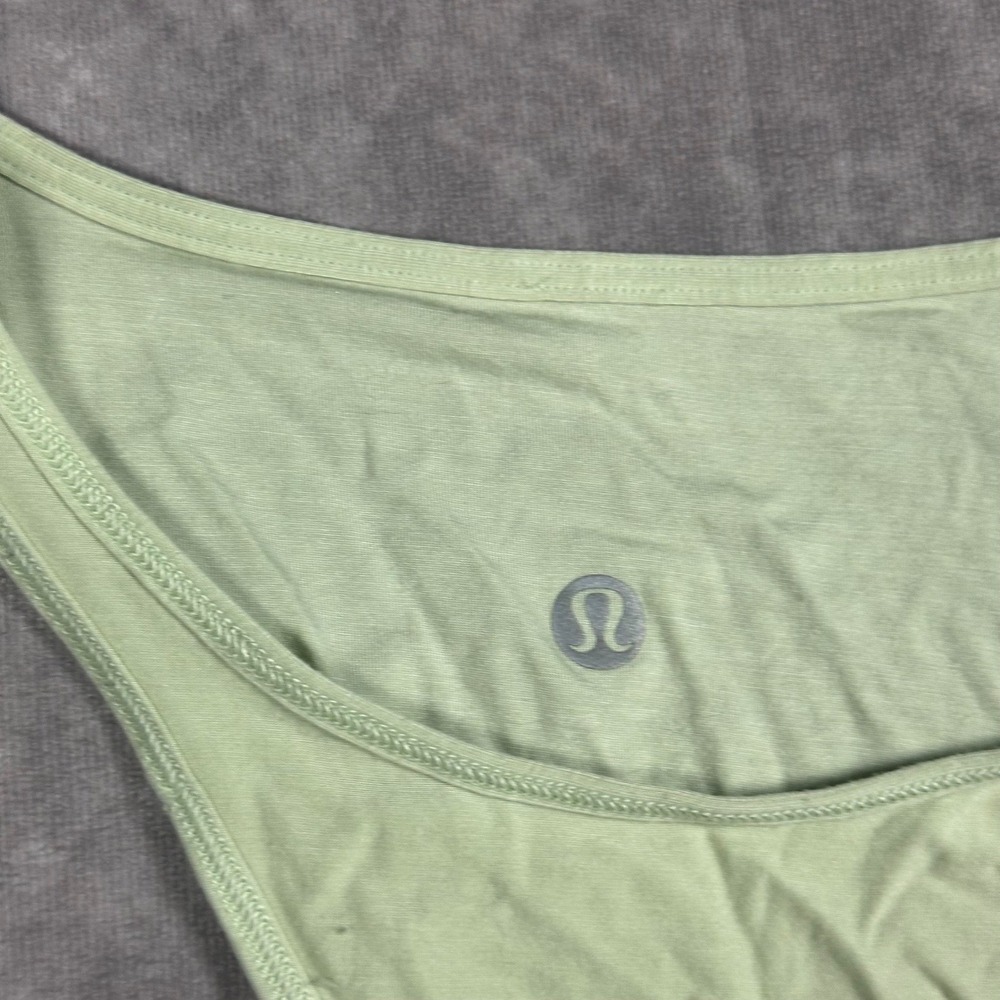 Lululemon Asymmetrical Cutout Tank Top 4 Lime Green Sleeveless Yoga Gym Shirt - Picture 3 of 6